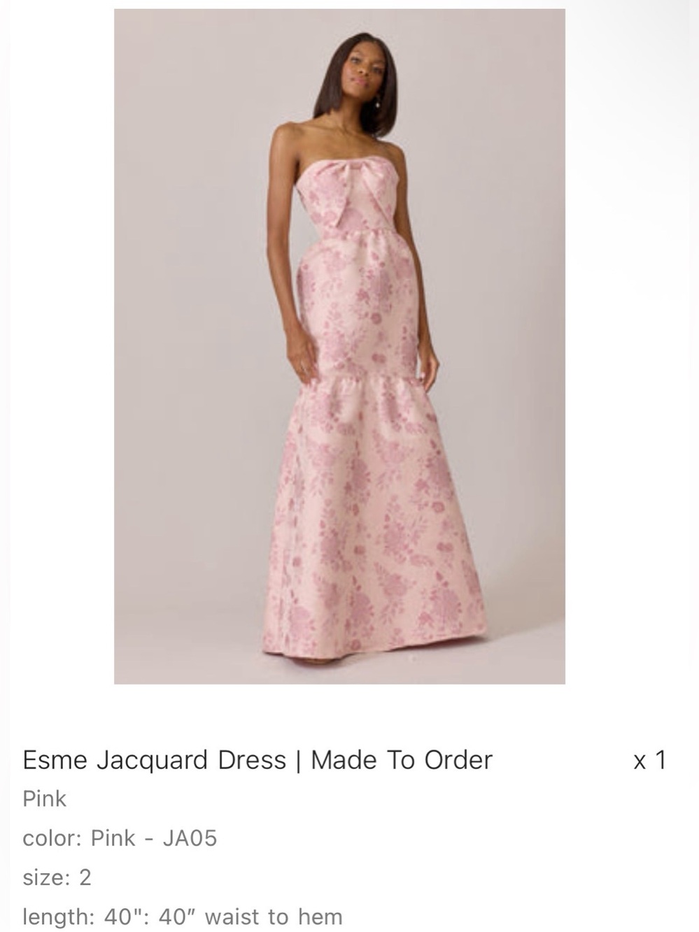 REVELRY Esme Strapless Pink Jacquard Mermaid Gown